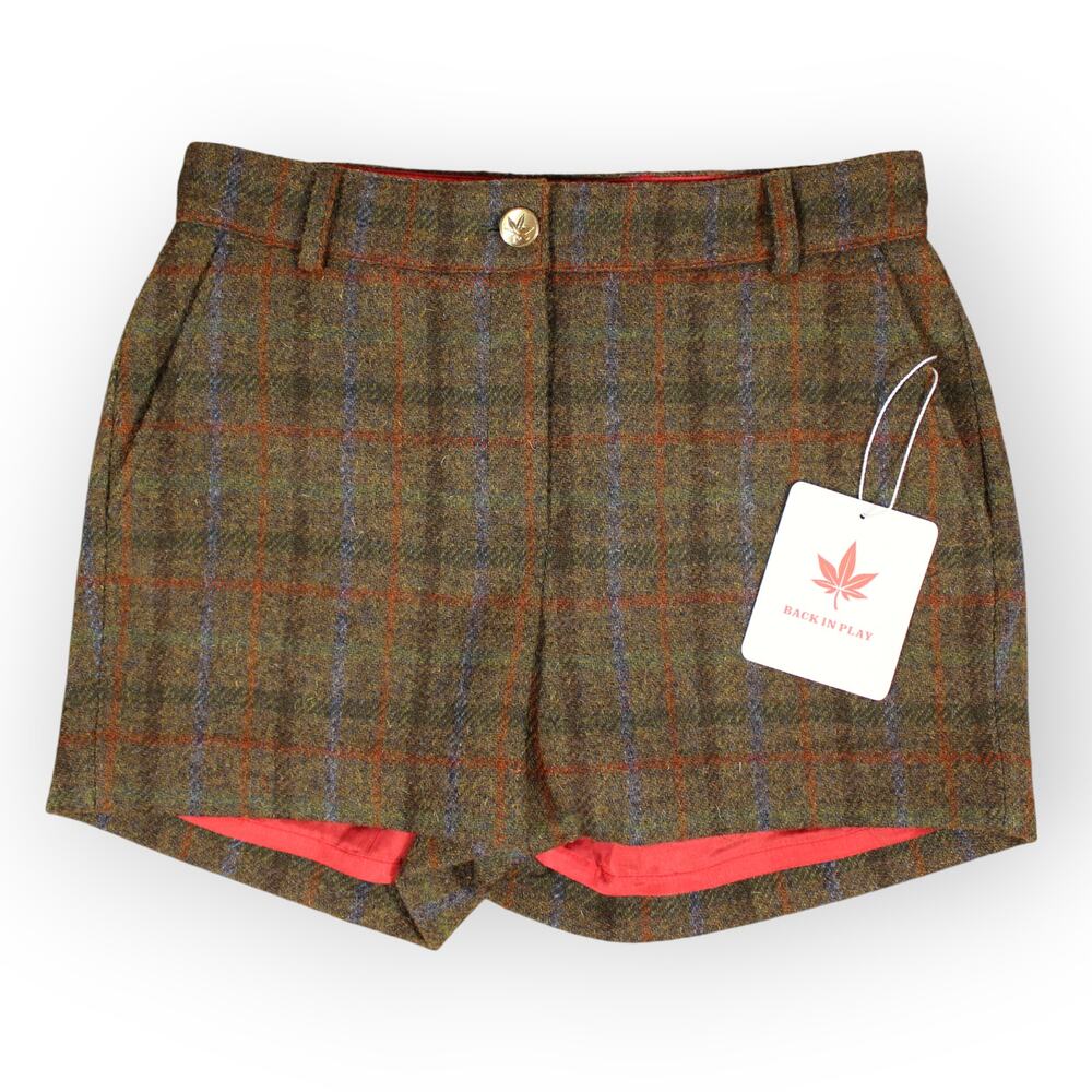 BOAST (4) Harris Tweed Wool Shorts Plaid Lined Deadstock NEW Brown Green - Picture 12 of 16